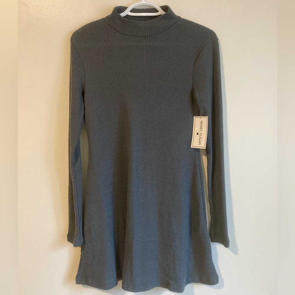 🚨 SOLD Rebel Sugar Knit Long Sleeve Green Dress Women’s XS Extra Small *NWT*